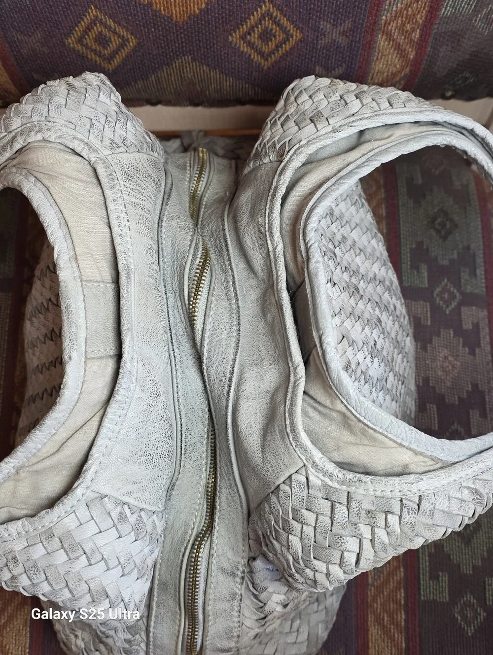 Vintage Boutique of Leathers Canada Distressed Woven Leather Hobo Bag